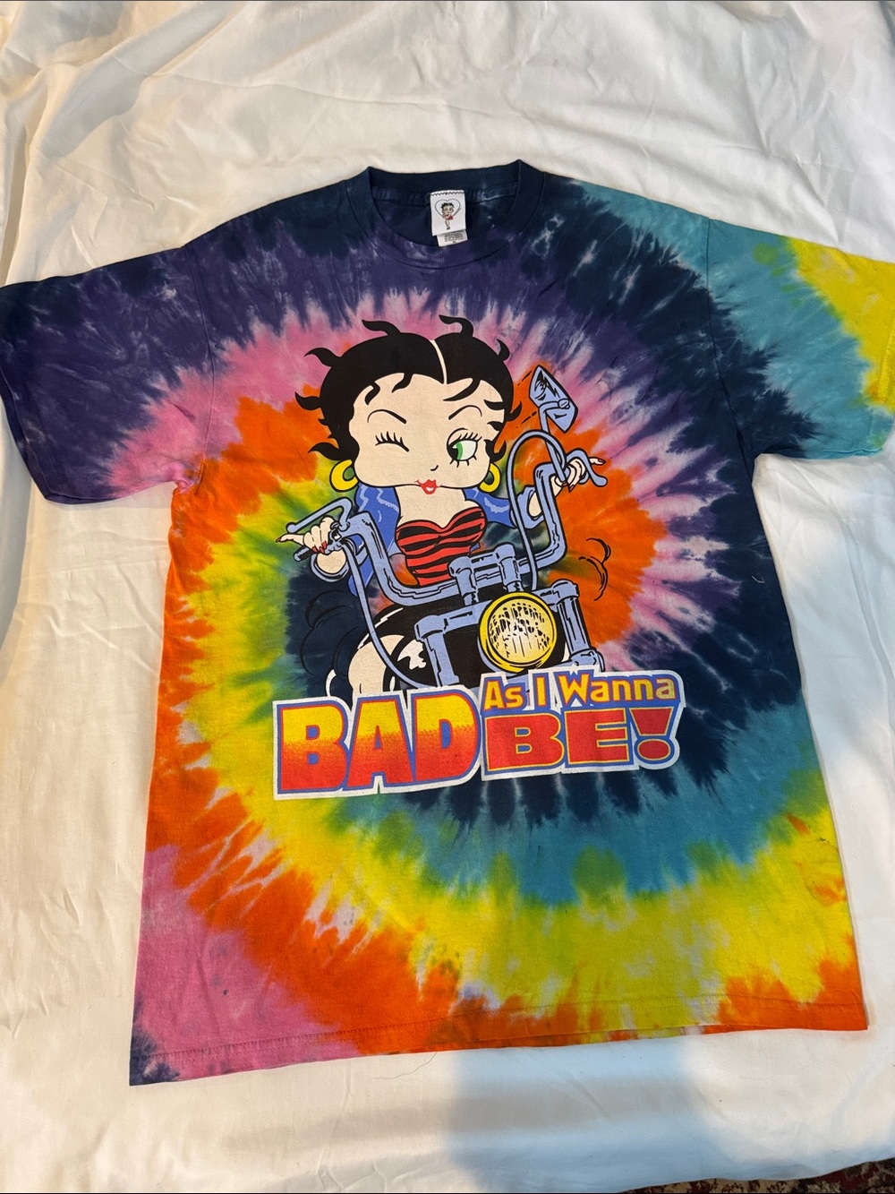 Betty Boop Multicolor Tie-Dye 'Bad As I Wanna Be' Adults Tee-unisex